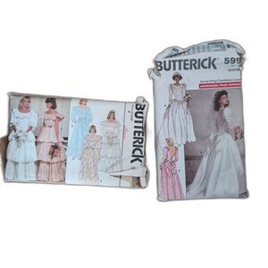 Vintage Butterick Sewing Pattern Misses’ Bridal Gown & Wedding Dress with Train